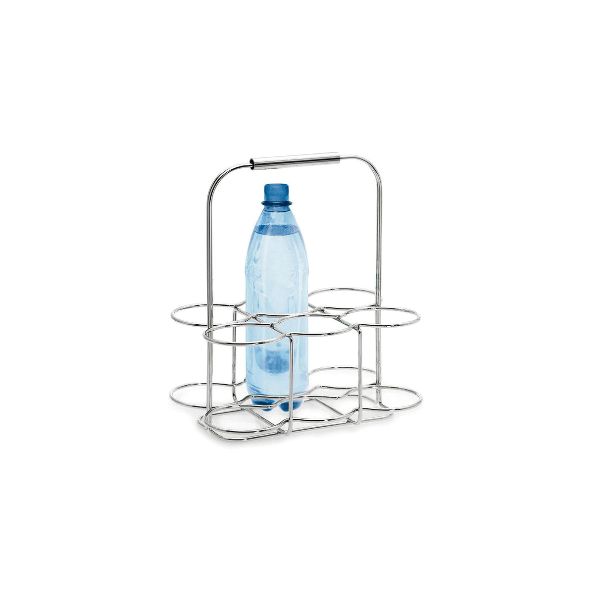 Blomus-Flaschenhalter-Wires-Steel-mit-einer-Wasserflasche